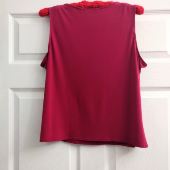 Investments Large Pink Soft Stretch Sleeveless Blouse with Draped V-Neck - Picture 2 of 8